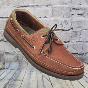Sperry Top-Sider MAKO 2-Eye Boat Shoes Mens 13 M Brown Leather Casual Loafers